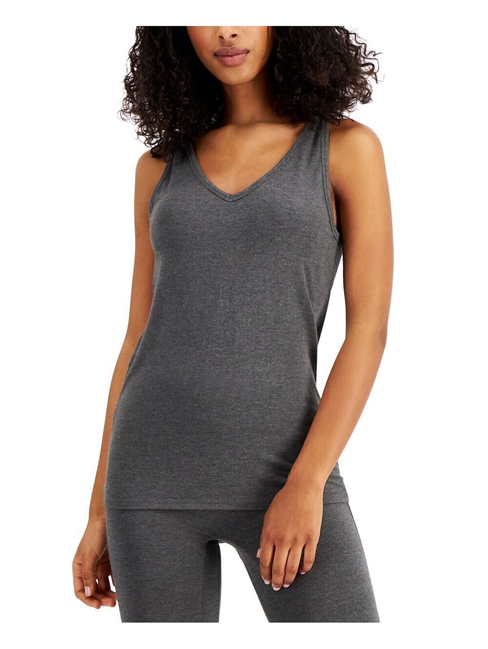 Alfani Womens Ultra Soft Modal Tank Top Heather Charcoal Size S
